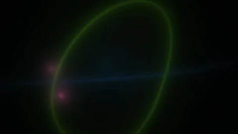 Glowing Green Oval Ring with Blue Laser Line and Pink Light Effect on Dark .. Stock Footage 343702851