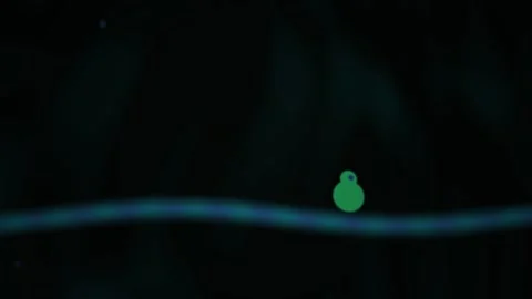 Glowing green particle moving on blue line in dark background. Stock Footage 336234476