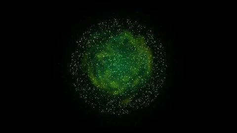 Glowing green particle orb rotates in a seamless loop Stock Footage 342861957