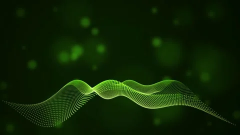 Glowing green particle waves flow in a seamless loop Stock Footage 340957294