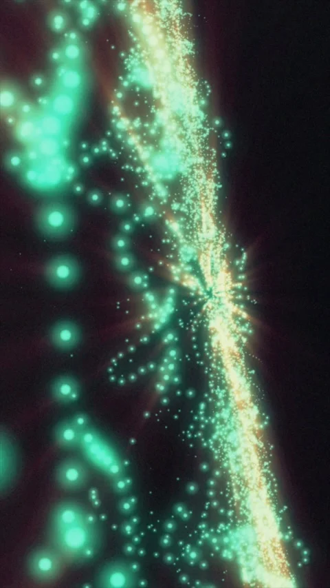 Glowing green particles flowing in abstract wave stream Stock Footage 341243612