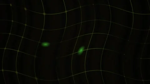 Glowing Green Particles Moving Across a Futuristic Digital Grid on a Dark B.. Stock Footage 343702899