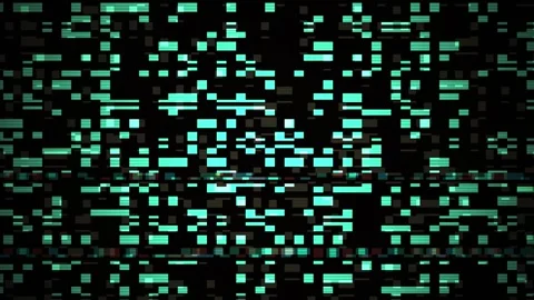 Glowing Green Pixels on Black Background. Stock Footage 334875621
