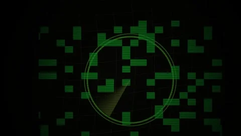 Glowing green pixels in circle motion. Stock Footage 335358653