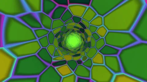 Glowing Green Polygon Tunnel Seamless Loop Stock Footage 342653760