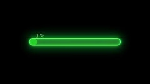 Glowing Green Progress Bar on Black Background Stock Illustration