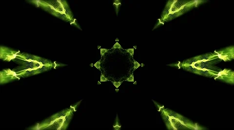Glowing Green Psychedelic Mandala Pattern on a Black Background HD Stock Footage 60260088
