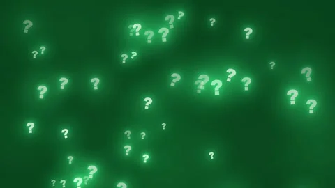 Glowing Green Question Marks Floating and Drifting on a Dark Digital Background Stock Footage 346214413