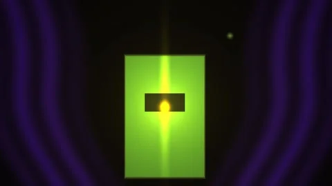 Glowing green rectangle with light beam and dark background. Stock Footage 337510685