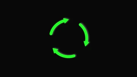 Glowing Green Refresh Sync Loop Icon on Black Background Stock Footage 331931685