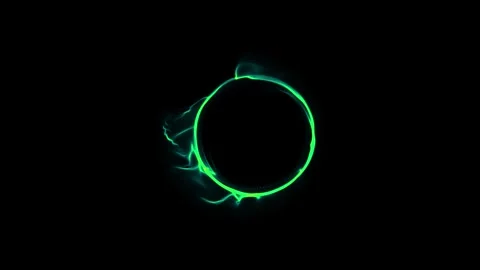 Glowing green ring expands and fades on black background Stock Footage 327470436