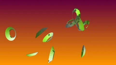 Glowing Green Segmented Rings Rotating on Orange Gradient Background Stock Footage 340370901