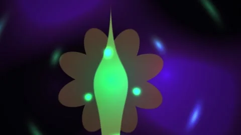 Glowing green shape on dark purple background with blue lights. Stock Footage 336234840