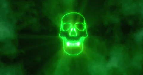 A glowing green skull. 3D Stock Footage 276704572