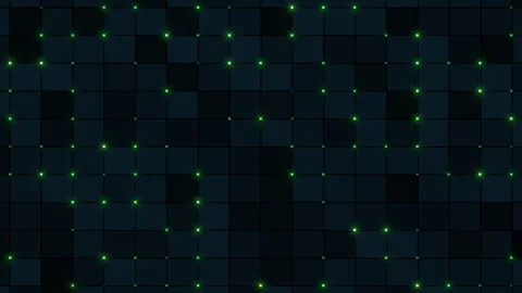 Glowing green square grid on black background website and app background design Vídeo Stock 303537637