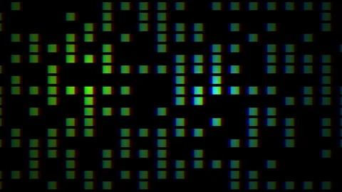 Glowing green square grid pattern randomly illuminate on black screen Stock Footage 319973434