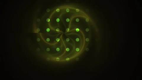 Glowing green swirling patterns on black background with dots. Stock Footage 336697836