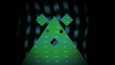 Glowing green triangle with diamond shapes on a dark background. Stock Footage 336697917