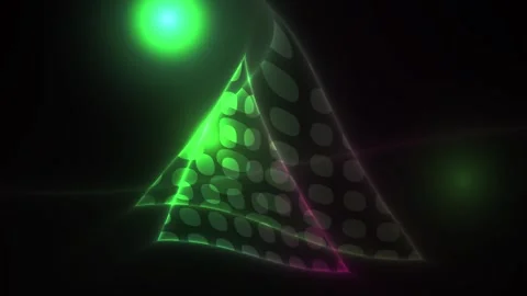 Glowing green triangle with neon lights and geometric patterns. Stock Footage 337466664