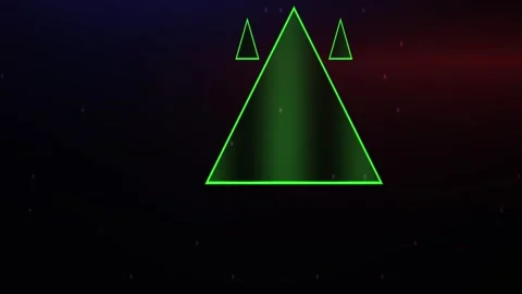 Glowing green triangle neon shapes on dark background. 動画素材 337466548
