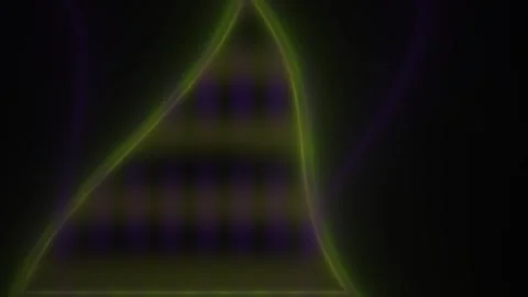 Glowing green triangular light on dark background with horizontal lines. Stock Footage 335958027