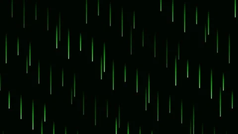 Glowing green vertical light streaks falling down on a dark background Video stock 335117942