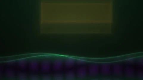 Glowing green wave on dark background with rectangle. Stock Footage 336235098