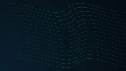 Glowing green wave lines move fluidly across a dark blue abstract background Stock-Footage 345860146