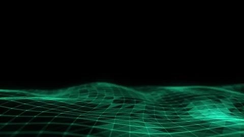 Glowing green wave with motion dots and lines. Abstract digital background. 스톡 동영상 243181917