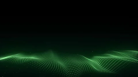 Glowing green wave with motion dots. Abstract digital background. Video stock 262238771