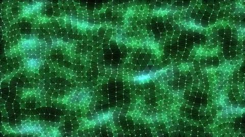 Glowing green wave with motion dots and lines with top view. Abstract. Stock Footage 291958114