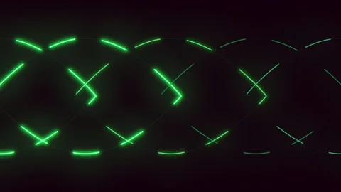 Glowing green zigzag pattern against a black background Stock Footage 263807462