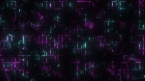 Glowing grid dark, futuristic pattern of squares on black background Stock Footage 343813268
