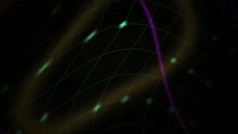 Glowing Grid with Green Nodes and Purple Lines Motion Background 動画素材 343704027