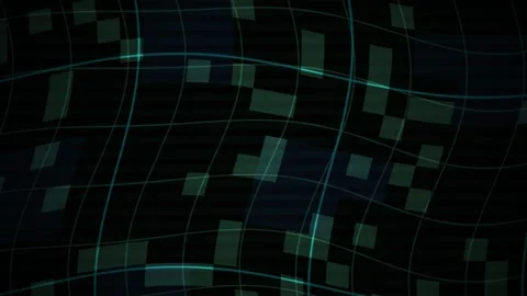 Glowing grid pattern on dark background with green lines and squares. Stock Footage 335958113