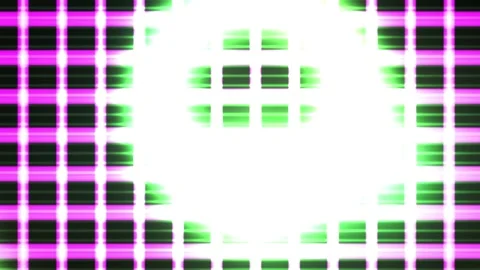 Glowing Grid Patterns with Purple and Green Squares on Black Background. Stock Footage 336235469