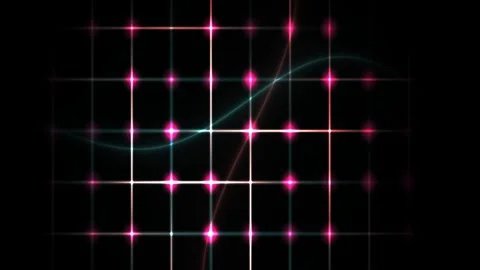 Glowing grid with pink lights and lines on black background. Stock Footage 335958165