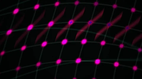 Glowing Grid of Pink Nodes in Fast Motion on Dark Background for Technology.. 動画素材 343703795