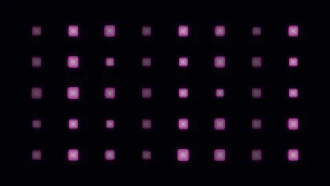 Glowing grid squares pulse in the darkness Stock Footage 340180043