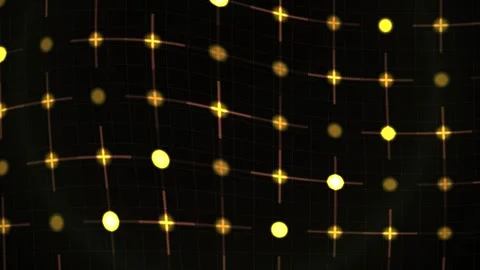 Glowing Grid of Yellow Dots with Dynamic Motion for Technology Background C.. Stock Footage 343703982