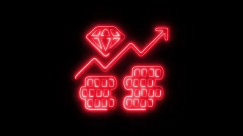 Glowing Growth Chart Icon and Symbol in HD Video Neon Stock Footage 304560243