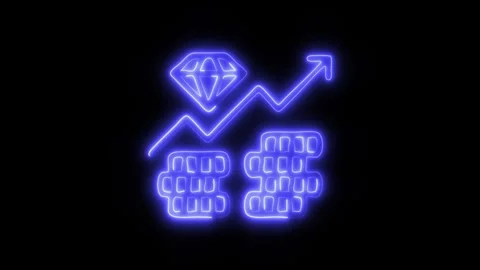 Glowing Growth Chart Icon and Symbol in HD Video Neon Stock Footage 304560251