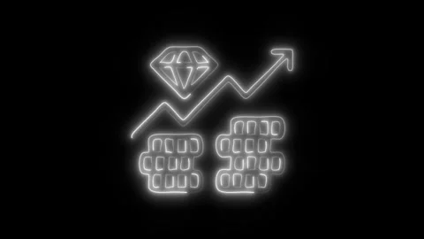 Glowing Growth Chart Icon and Symbol in HD Video Neon Stock Footage 304560255