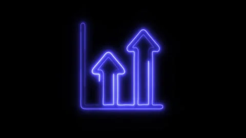 Glowing Growth Graph Icon in HD Video Neon Animation 库存影片 304555632