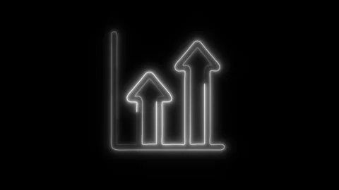 Glowing Growth Graph Icon in HD Video Neon Animation Video stock 304555634