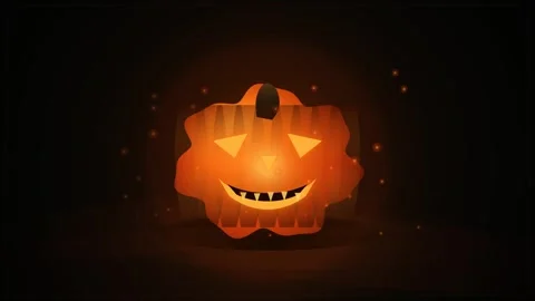 Glowing Halloween Jack-o'-Lantern Animation with Spooky Particles Vídeos de archivo 344353650