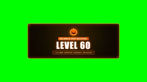 Glowing Halloween Jack O Lantern Level Up Badge on Green Screen Video stock 346484034