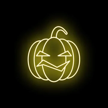 Glowing halloween jack o' lantern neon light icon Illustrazione stock