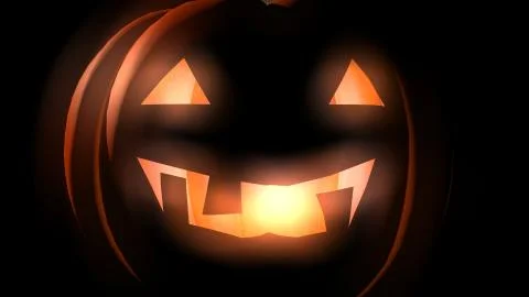 Glowing Halloween Pumpkin 3D Render Stock Illustration