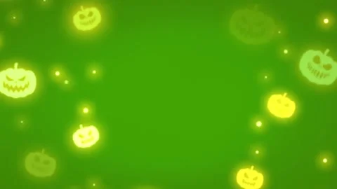 Glowing Halloween pumpkin faces background on green screen Stock Footage 314890170